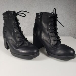 Esmeralda Womens Combat Boots Size 8.5 Black Chunky Lug Sole Lace Up Moto Goth